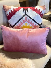 Pink Velvet Cushion with piping 50x30cm